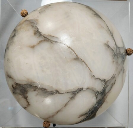 schöne grau weiss gemaserte alabasterschale 35 cm um 1930