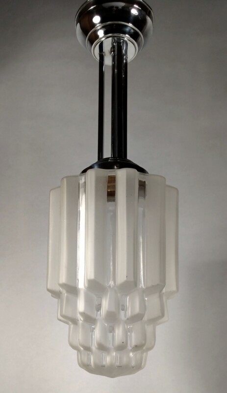 Art Déco skyscraper Deckenleuchte chrom um 1930 