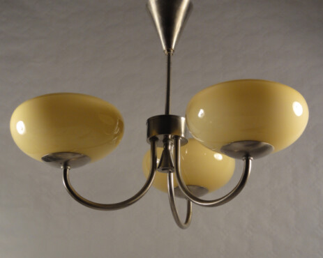 dreistrahlige nickel deckenleuchte art déco 30erjahre