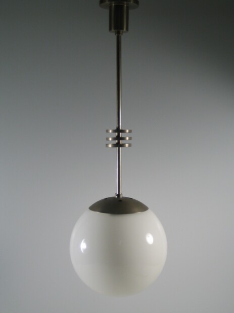 lange bauhaus deckenleuchte mit zierplättchen, ca 1930