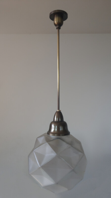  art deco kugelleuchte geätzt rhombenkugel 28 cm 88 cm 1930