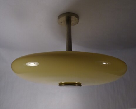 modernist bauhaus ceiling lamp cream nickel opalglass 30's