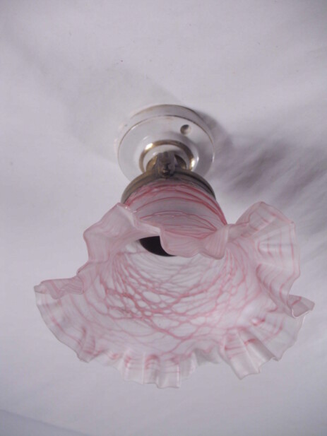 art nouveau original ceiling lamp flower glass brass porcelain