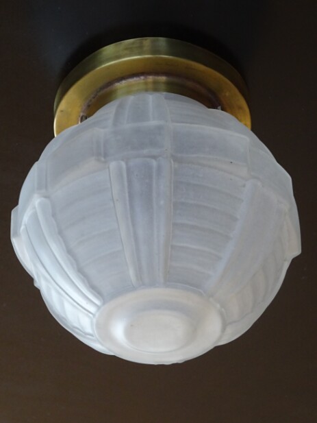 geometrische art déco kugelleuchte deckenlampe messing 1930