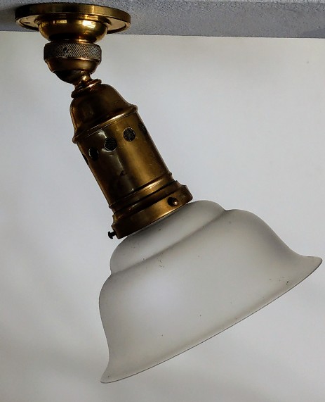 schwere kugelgelenk deckenleuchte jugendstil industriedesign messing 1920