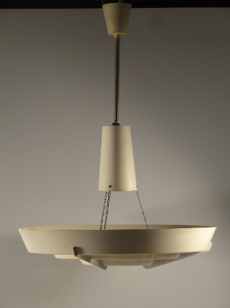 paar lange belmag deckenleuchten konzentrische reifen um 1950 mit kettchen