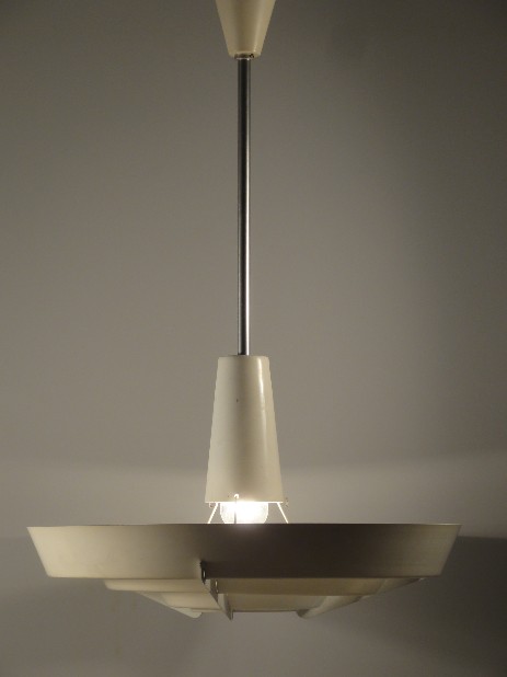 paar lange belmag deckenleuchten konzentrische reifen um 1950