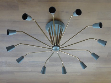 12strahlige deckenkrone leuchte 50erjahre ev arredoluce