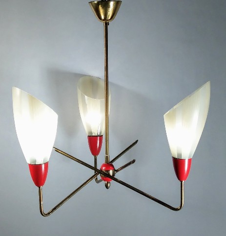 dreiteilige 50erjahr deckenleuchte im stil von stilnovo