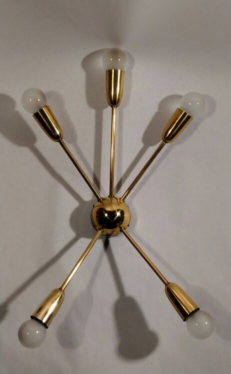 asymmetrische 50erjahre sputnik wandleuchte messing