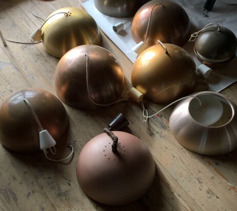 louis poulsen halbrunde deckenleuchten kupfer messing 1960