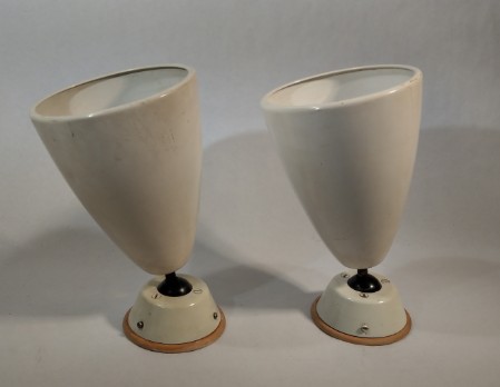 Paar Regent Spots crèmeweiss auf holz 1955