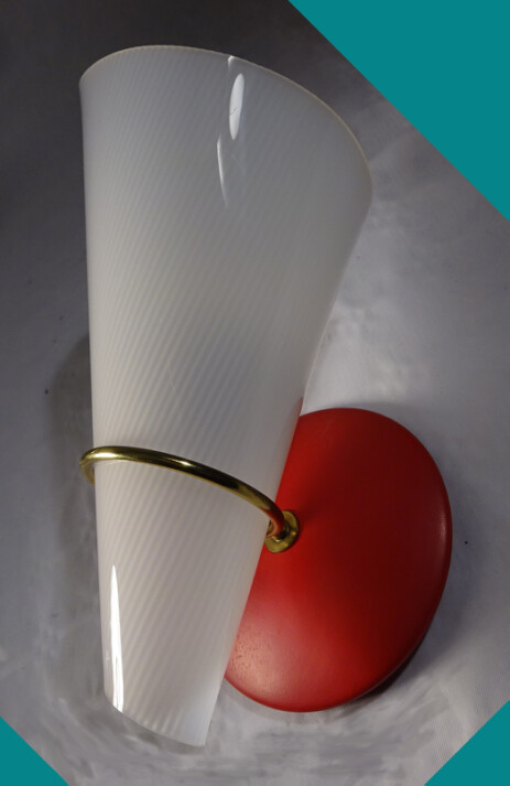 50erjahre plexiglas tütenapplique mit holzmontage