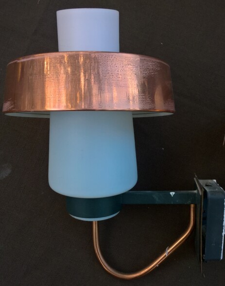 pair of original fifties coppel sconces opaline glass