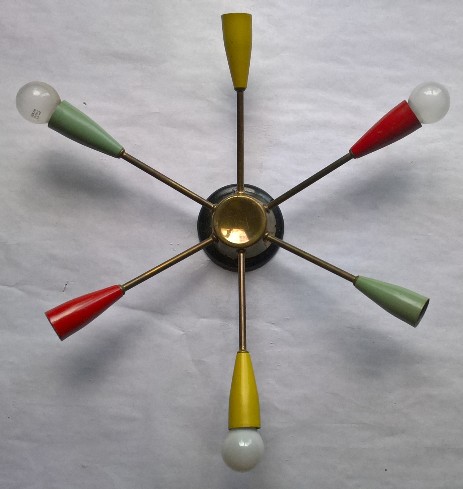 fifties 6strahliger lüster deckenleuchte spinne 1950
