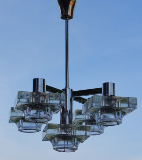 schwerer glaslüster 60erjahre chrom poliarte