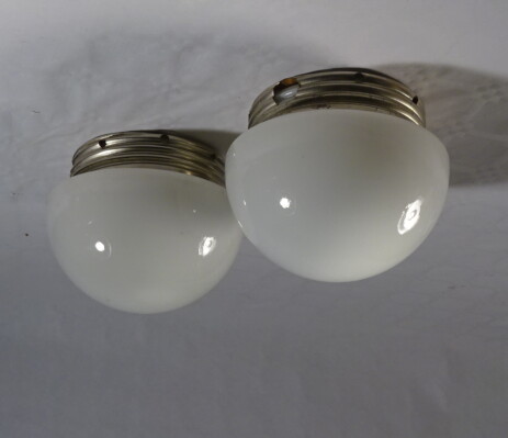 paar mini halbkugelleuchten mit opalglasschirmen um 1960