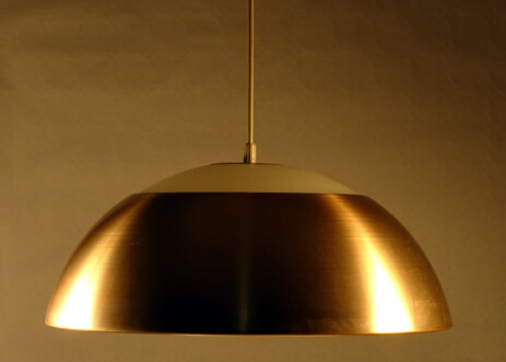 louis poulsen grosse kupfer halbkugel deckenleuchte mit opalglaseinsatz um 1965