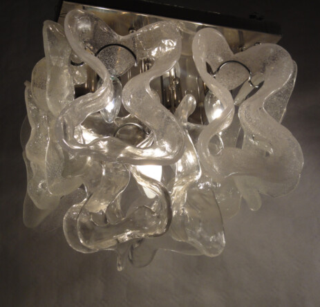 mazzega italien organisch geformte glas deckenleuchte um 1960