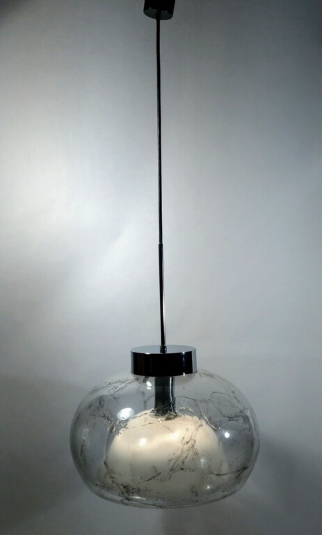 60's grosse doria hängeleuchte sixties strukturglas mundgeblasen