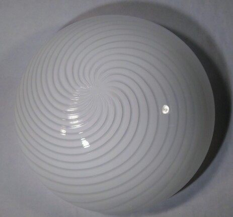 sehr grosse murano swirlglass deckenleuchte weiss gestreift 1960