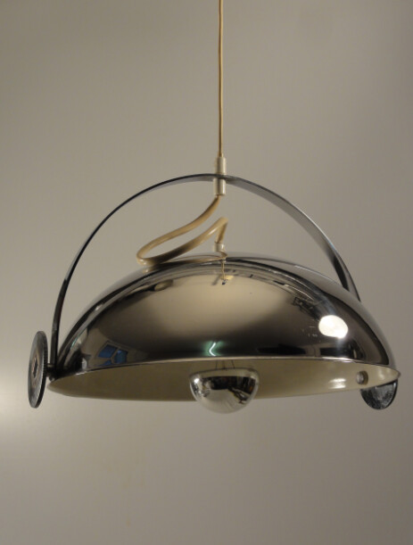 schwenkbare chromstahl deckenleuchte, vermutlich italien um 1975