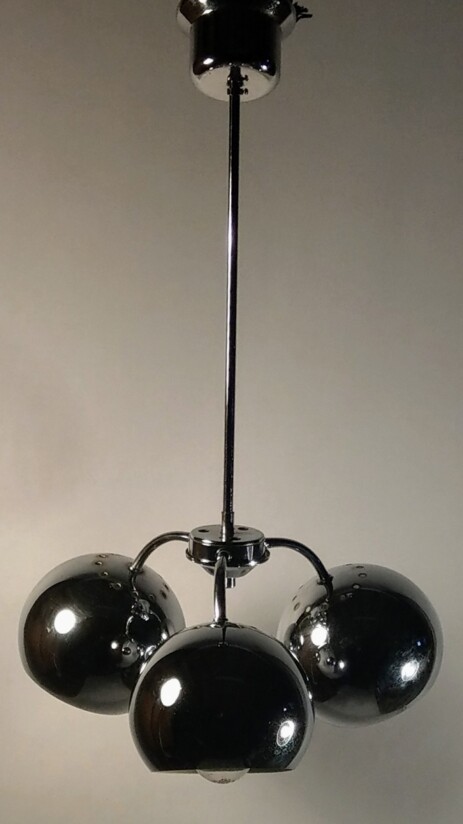 chrom spot trio deckenleuchte 1970 chromkugeln