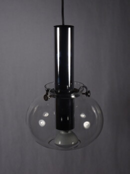 klarglas kugelleuchte Fällander Glas chrom 1970
