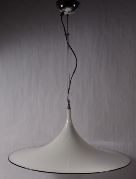 60cm Effetre International Murano opalweisse Trompetenleuchte