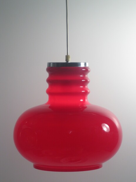 rote opalglas pilzleuchte 60erjahre