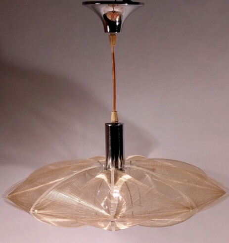 goldene gespinst deckenleuchte plexigals nylonfäden 1970