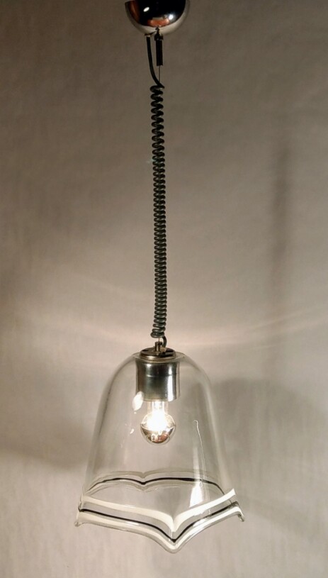 massive murano hängeleuchte viereckig auslaufend einschmelzungen 