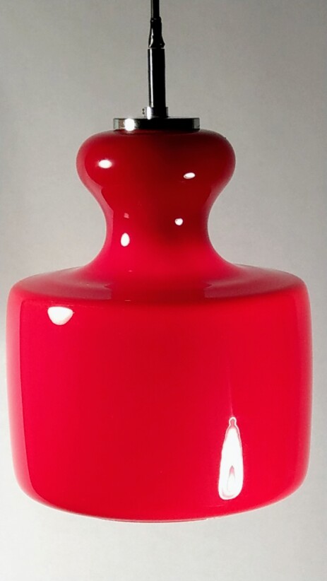 knallrote 60erjahre OPalglas Deckenleuchte pop art sixties