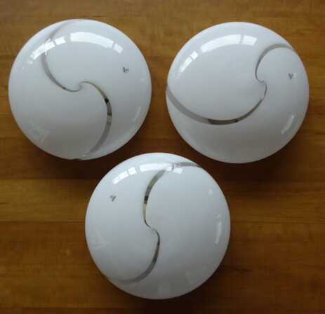 murano italy 3 oball deckenleuchten opalglas