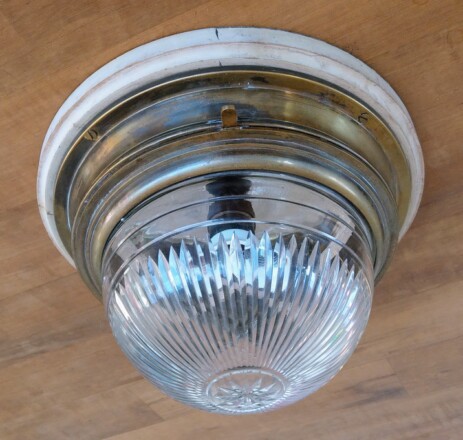 Jugendstil bahnleuchte schiffsleuchte messing geschnittenes glas um 1900