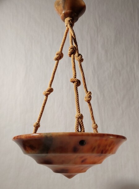 Alabaster Hängeleuchte bernstein gestuft spitz 1930 art déco