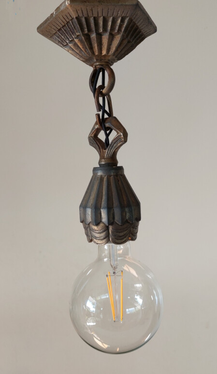 art déco hängeleuchte gusseisen geometrisch 1930