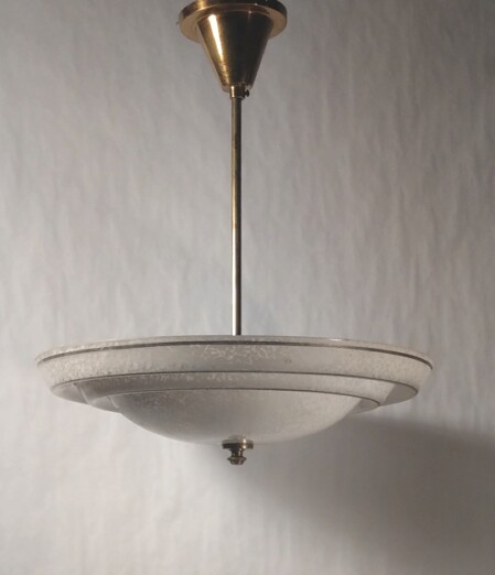  art déco glasschale hängeleuchte gewellt 1930 