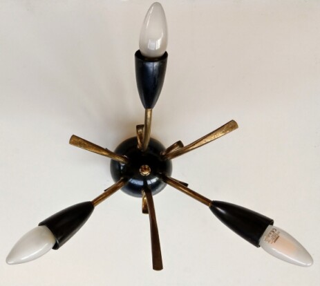  3strahlige deckenblume messing schwarz  50s design ceiling lamp