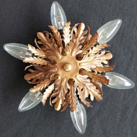 florale eichenlaub metall deckenleuchte 1950 6strahlig