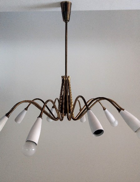 grosse 10strahlige Sputnik Deckenleuchte 50erjahre Stil Stilnovo