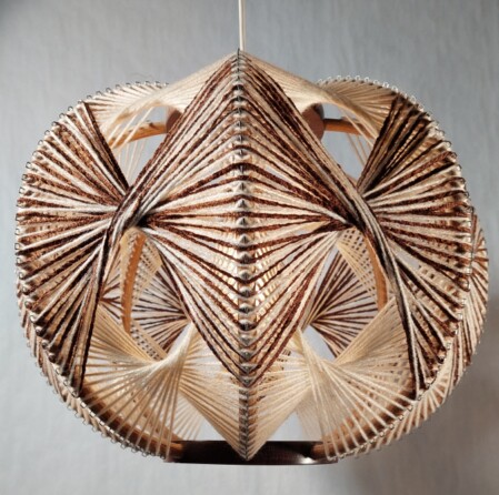 skandinavische 70erjahre Design Schnur Garn Deckenleuchte 1970