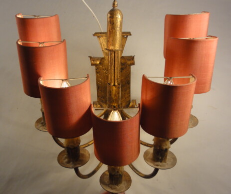 Stilapplique vergoldet mit 7 Seidenschirmen