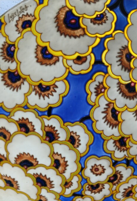 Loys Lucha art déco deckenschale sonnenwirbel emaille