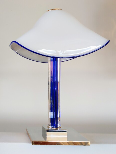 Paar edle Murano Opalglas Tischleuchten um 1970 