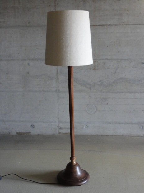 Jugendstil Stehleuchte Eugen Morel Zürich Holz  gross Textilschirm