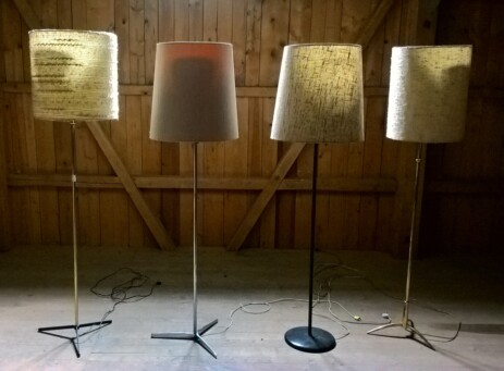 stehlampen fifties sixties stoffschirm