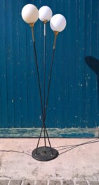 fifties stehleuchte tripod mit 3 opalglaskugeln 1950 frankreich