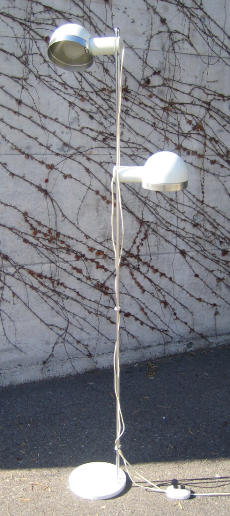 weisse doppelspot-stehleuchte, temde schweiz, ca 1965