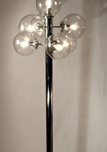 Grosse Stehleuchte Temde mit sieben Glaskugeln 1970 